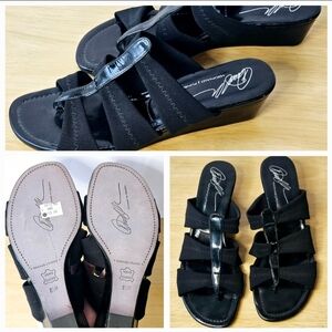 Donald J. Pliner Black Block Sandals